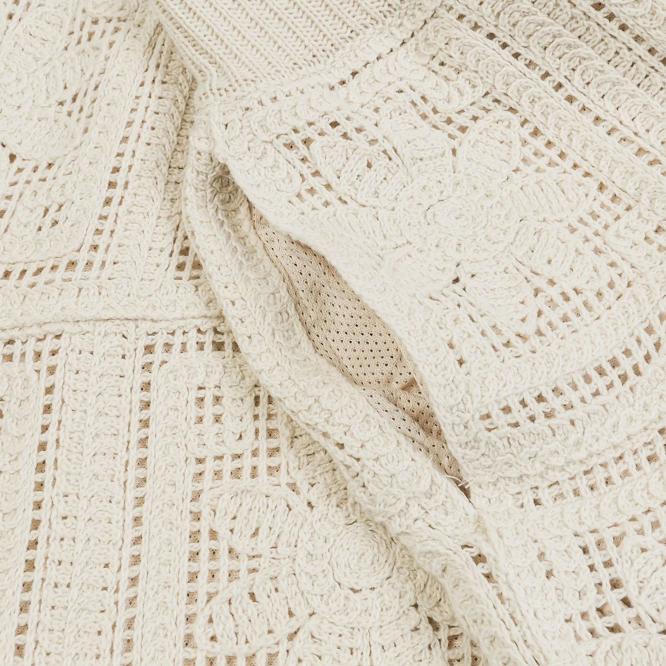 Flower Crochet Mens Shorts (Beige)