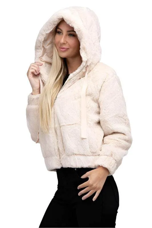 Fluffy Zip-Up Teddy Hoodie