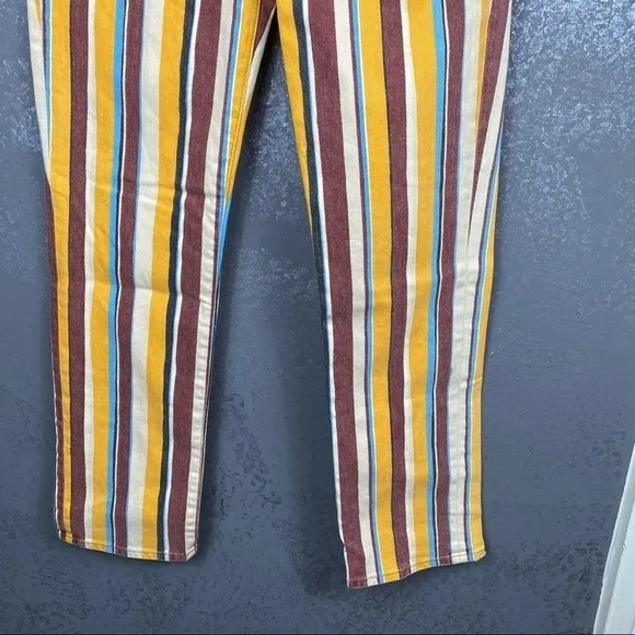 😍FRAME Denim Le High Painterly Stripe Straight Leg yellow brown funky fun jeans