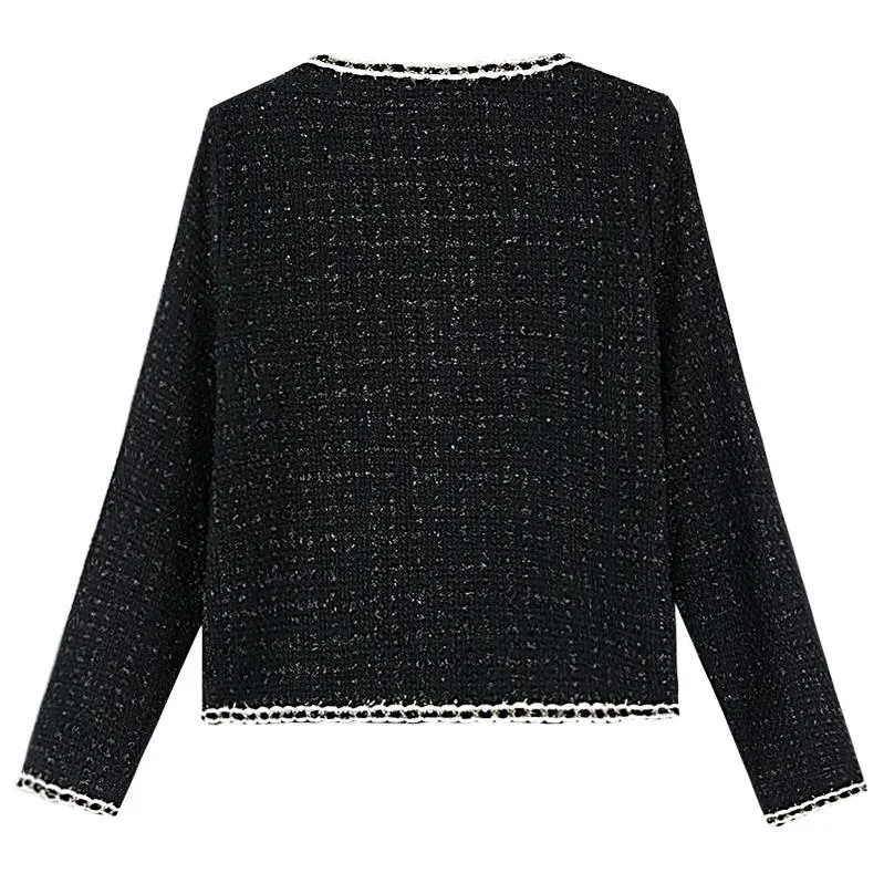 French-Inspired Women's Black Blazer with Button-up Closure