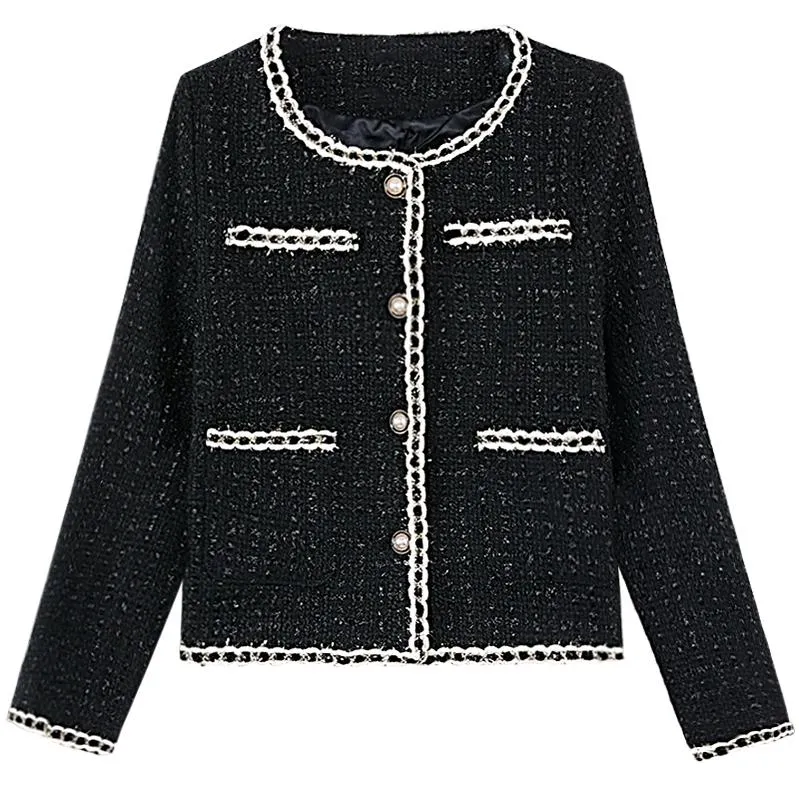 French-Inspired Women's Black Blazer with Button-up Closure