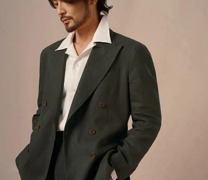 French Linen Double-Breasted Suit