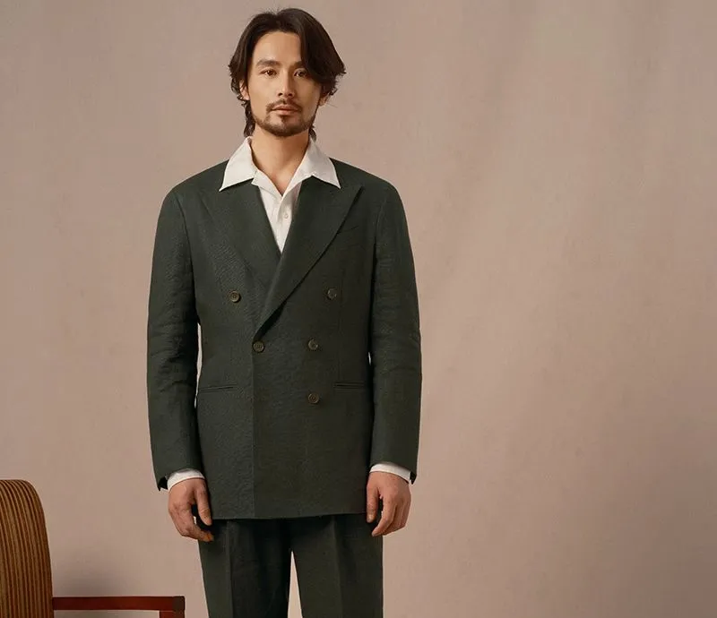 French Linen Double-Breasted Suit
