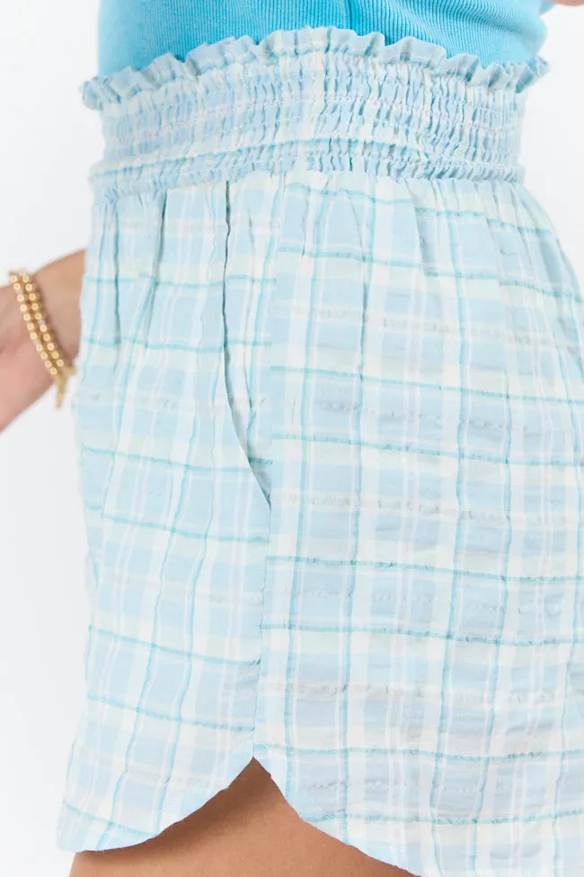 Fresh Air Blue Pull On Plaid Shorts