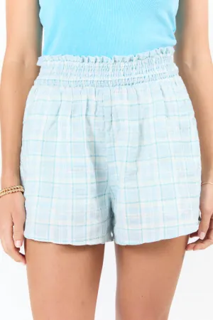 Fresh Air Blue Pull On Plaid Shorts