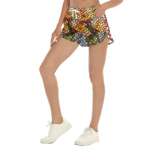 Fresh Frangipanis Stained Glass Beach Shorts with Pockets up to 5 XL