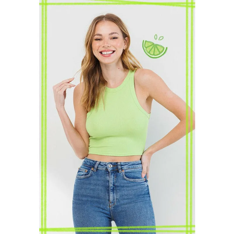 Fresh Limeade Sleeveless Crop Top - Lime