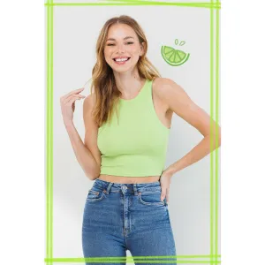 Fresh Limeade Sleeveless Crop Top - Lime