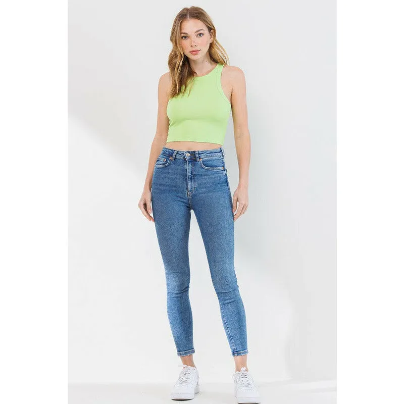 Fresh Limeade Sleeveless Crop Top - Lime