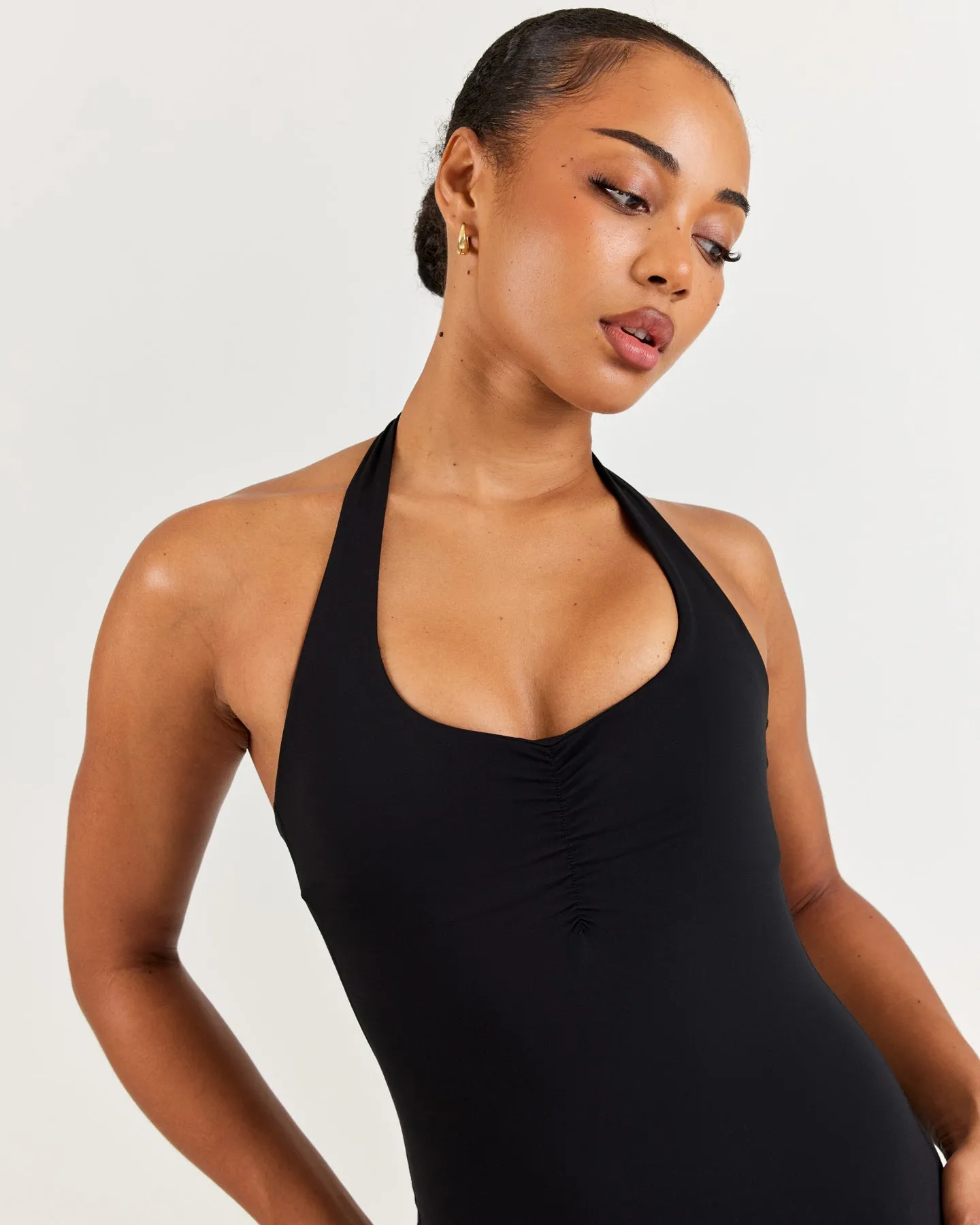 Front Scrunch Unitard - Black