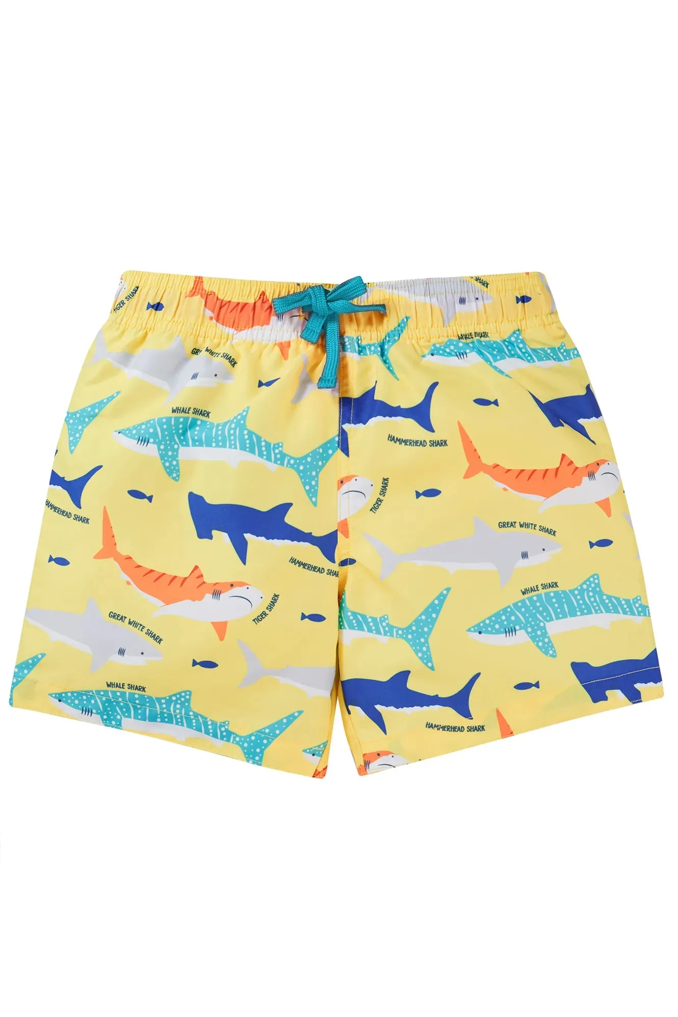 Frugi Boscastle Yellow Sharks Board Shorts