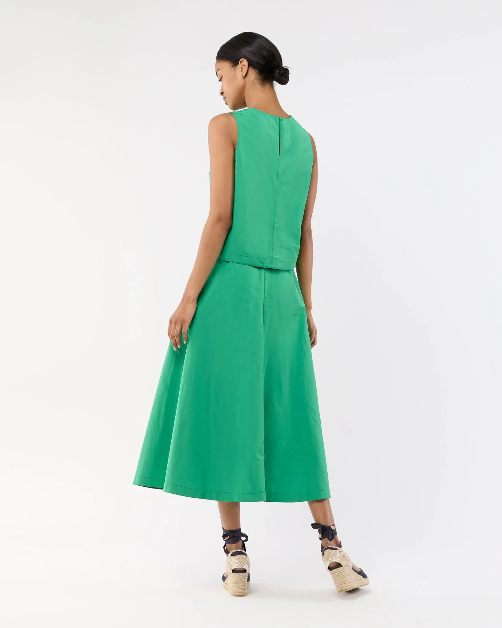 Gemma Circle Skirt - Leaf Nylon Faille