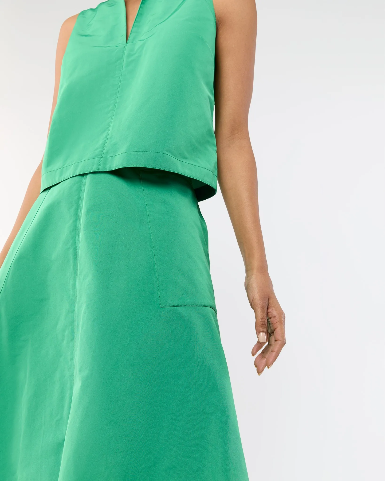 Gemma Circle Skirt - Leaf Nylon Faille