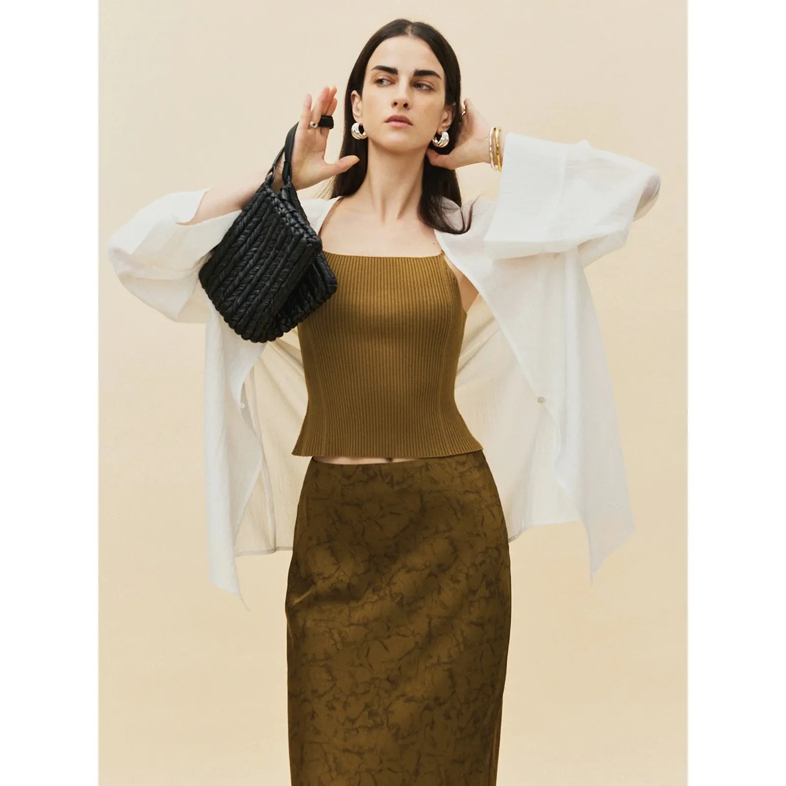 Gilded Jacquard Long Skirt