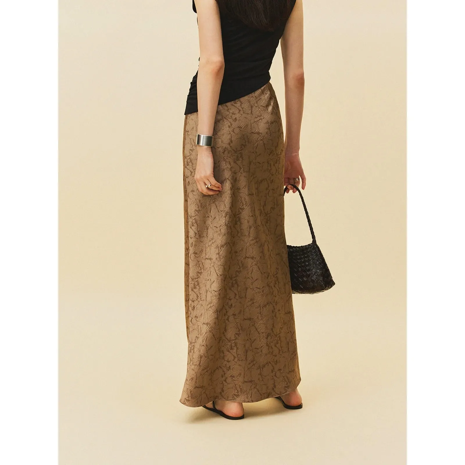 Gilded Jacquard Long Skirt