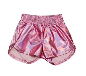 Girls Metallic Shorts - Light Pink