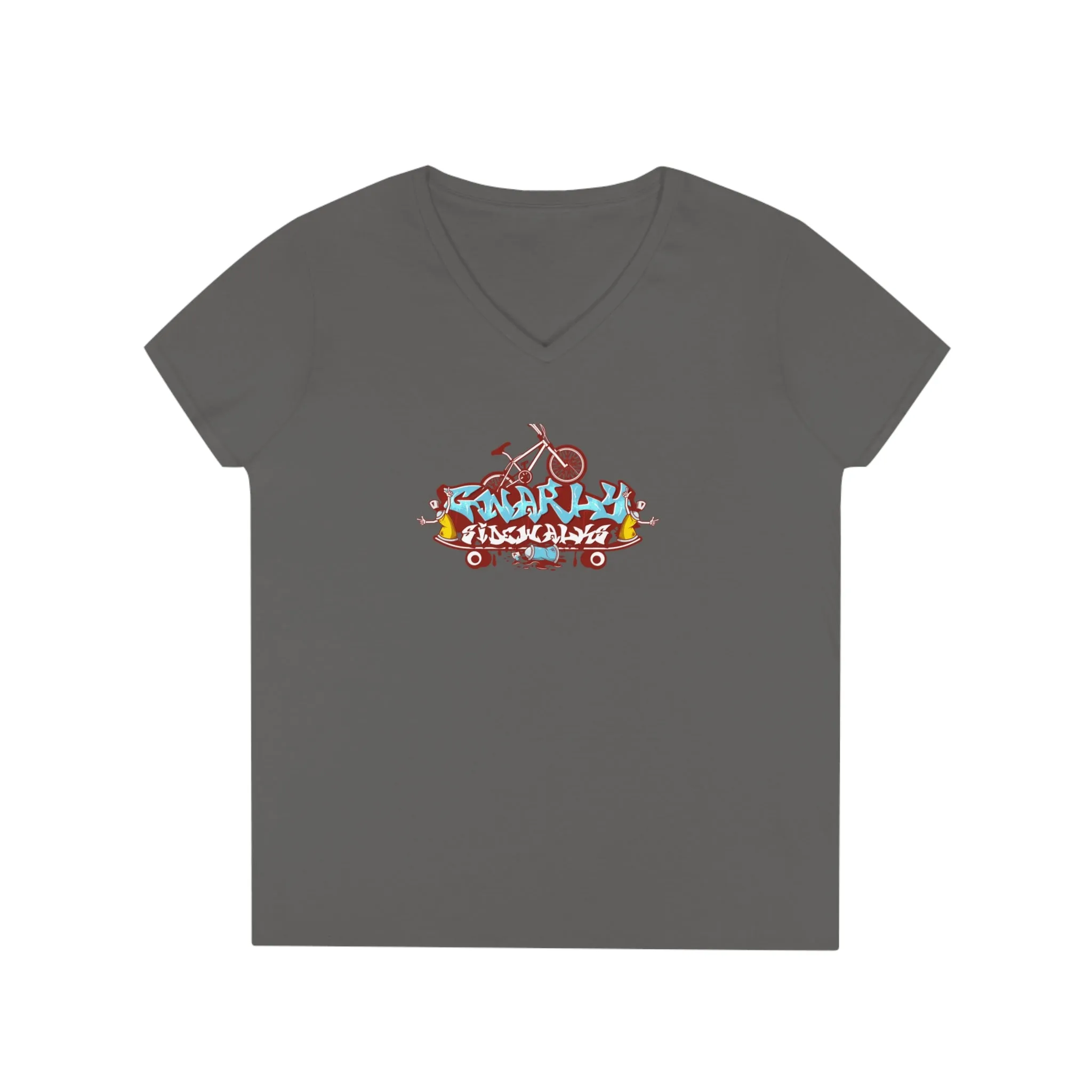Gnarly Sidewalks - Ladies' V-Neck T-Shirt