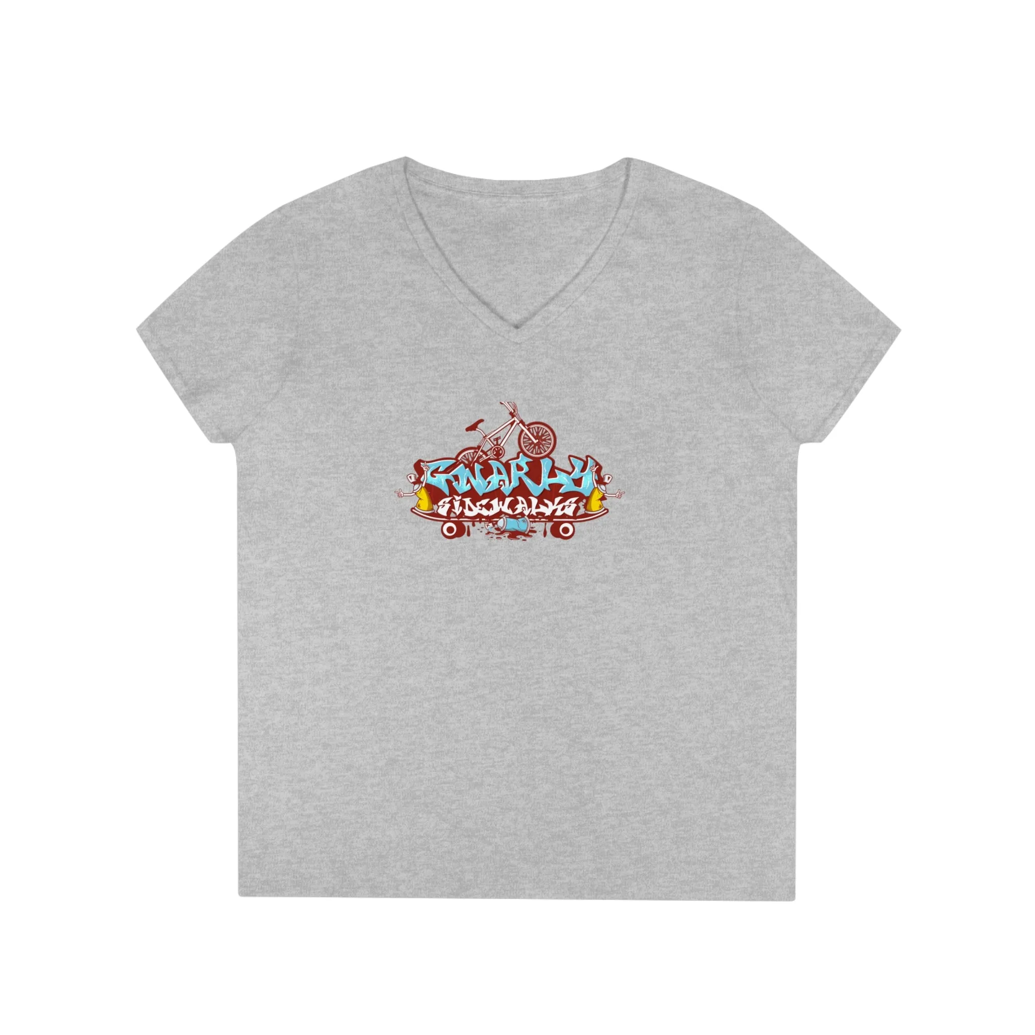 Gnarly Sidewalks - Ladies' V-Neck T-Shirt