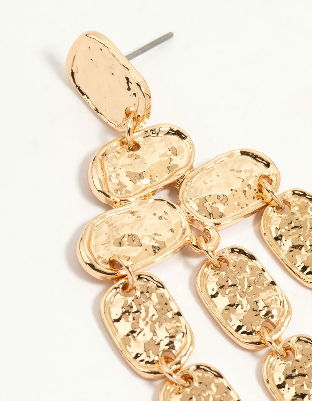 Gold Hammered Drop Earrings