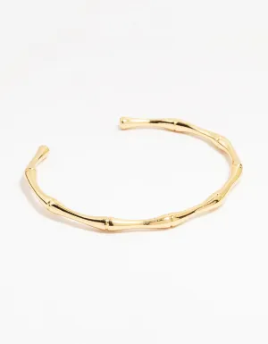 Gold Plated Brass Bamboo Open Wrist Cuff