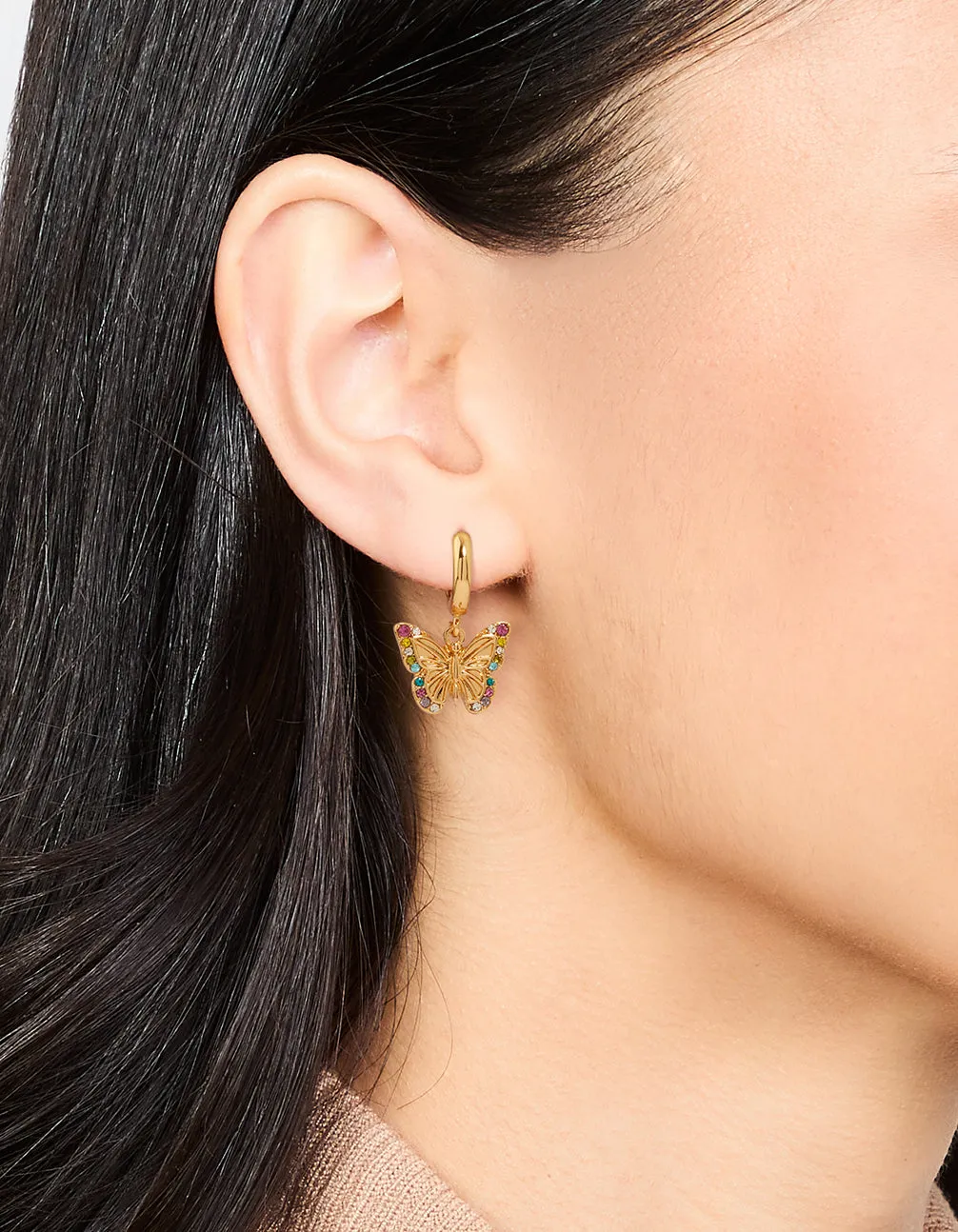 Gold Plated Lovely Butterfly Drop Earrings