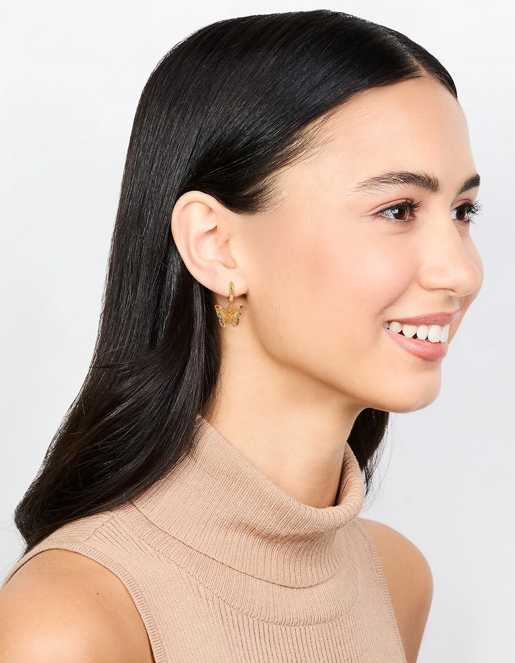 Gold Plated Lovely Butterfly Drop Earrings