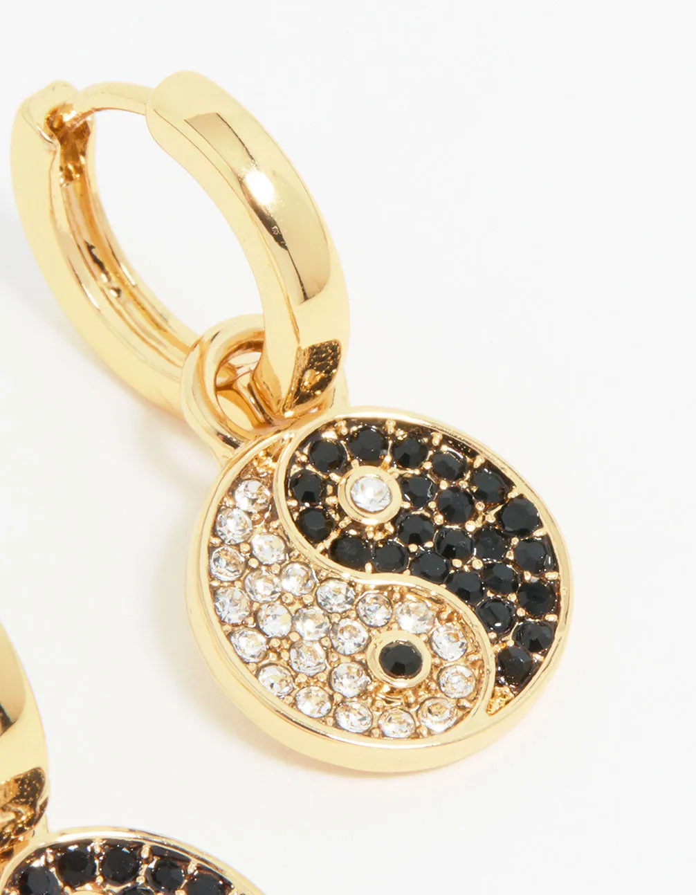 Gold Plated Sparkle Yin Yang Drop Earrings
