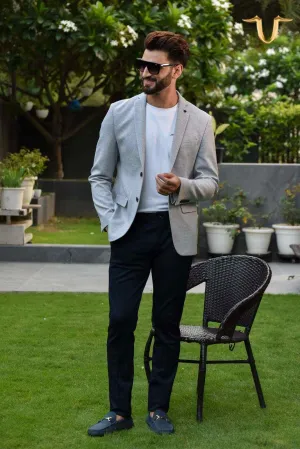 Grey Fine Stretch Knitted Blazer