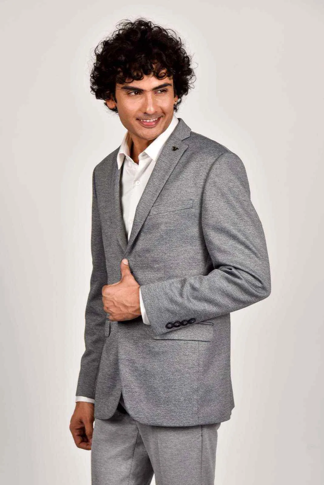 Grey Knitted Blazer for Office