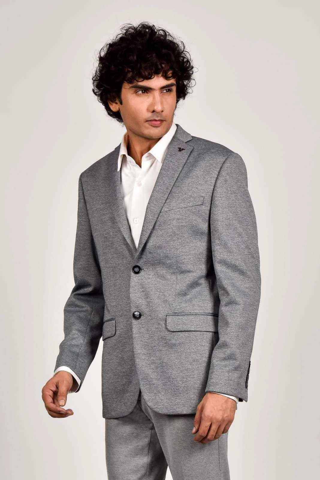 Grey Knitted Blazer for Office
