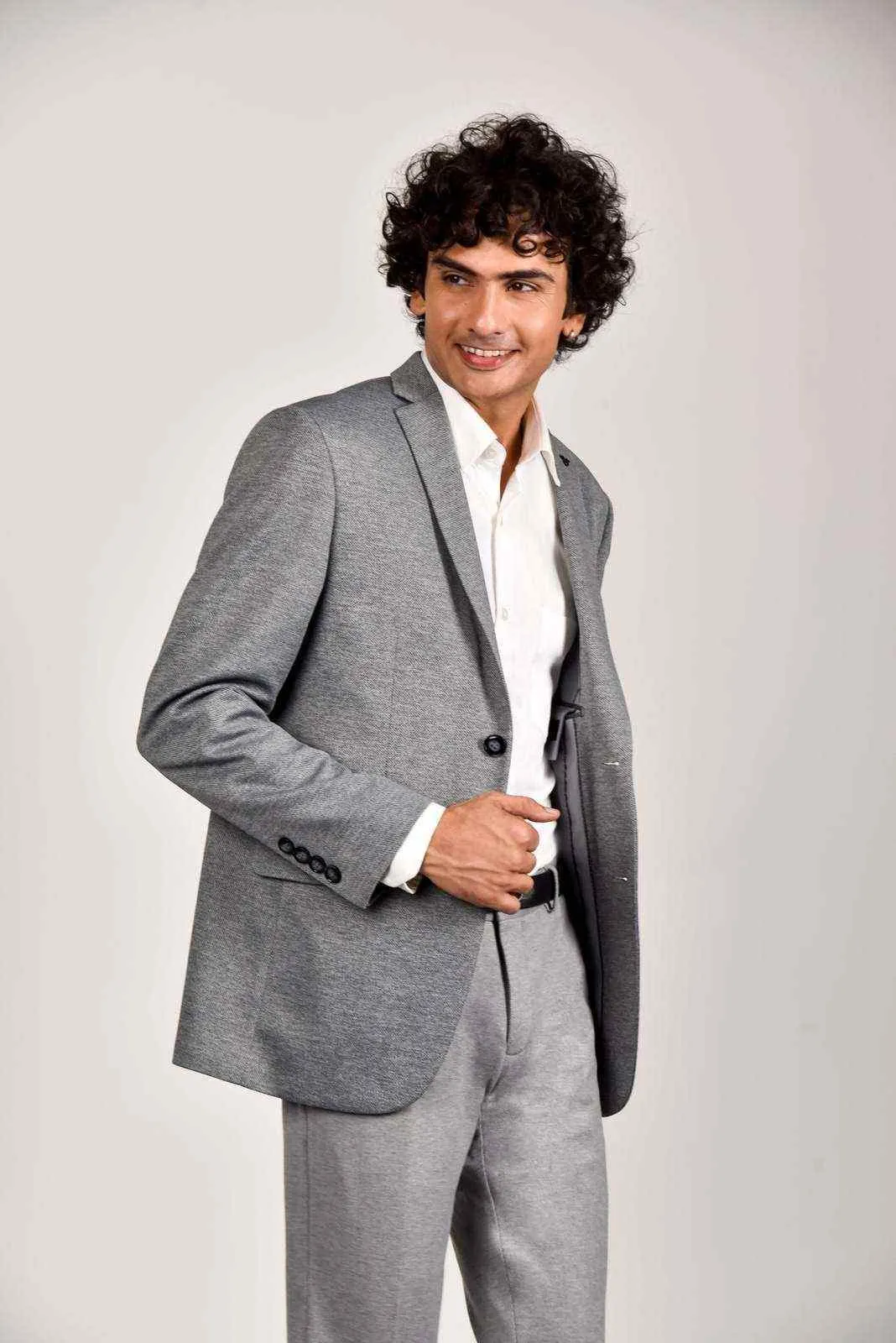 Grey Knitted Blazer for Office