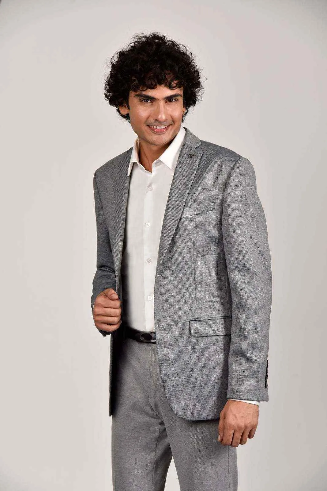 Grey Knitted Blazer for Office