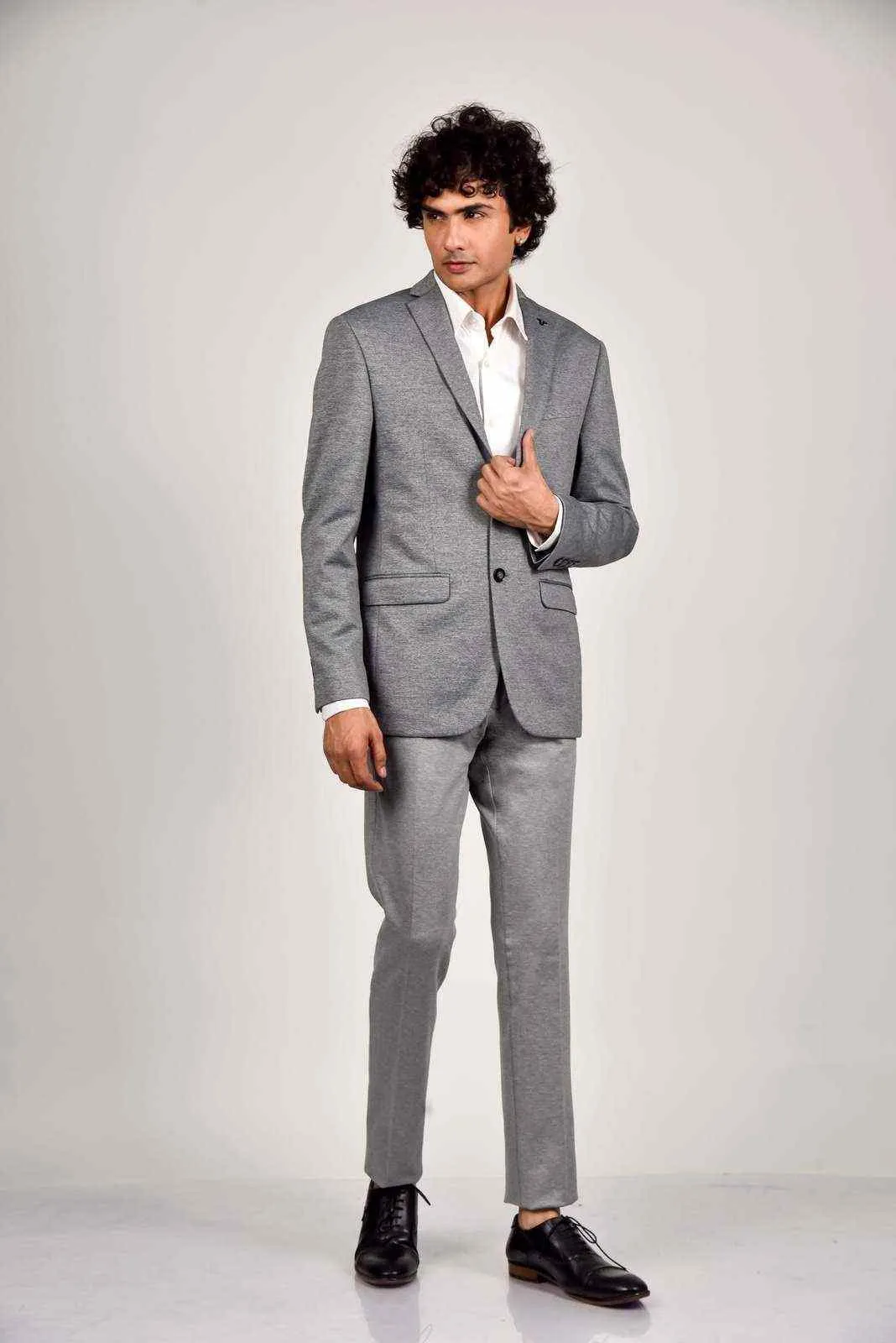 Grey Knitted Blazer for Office