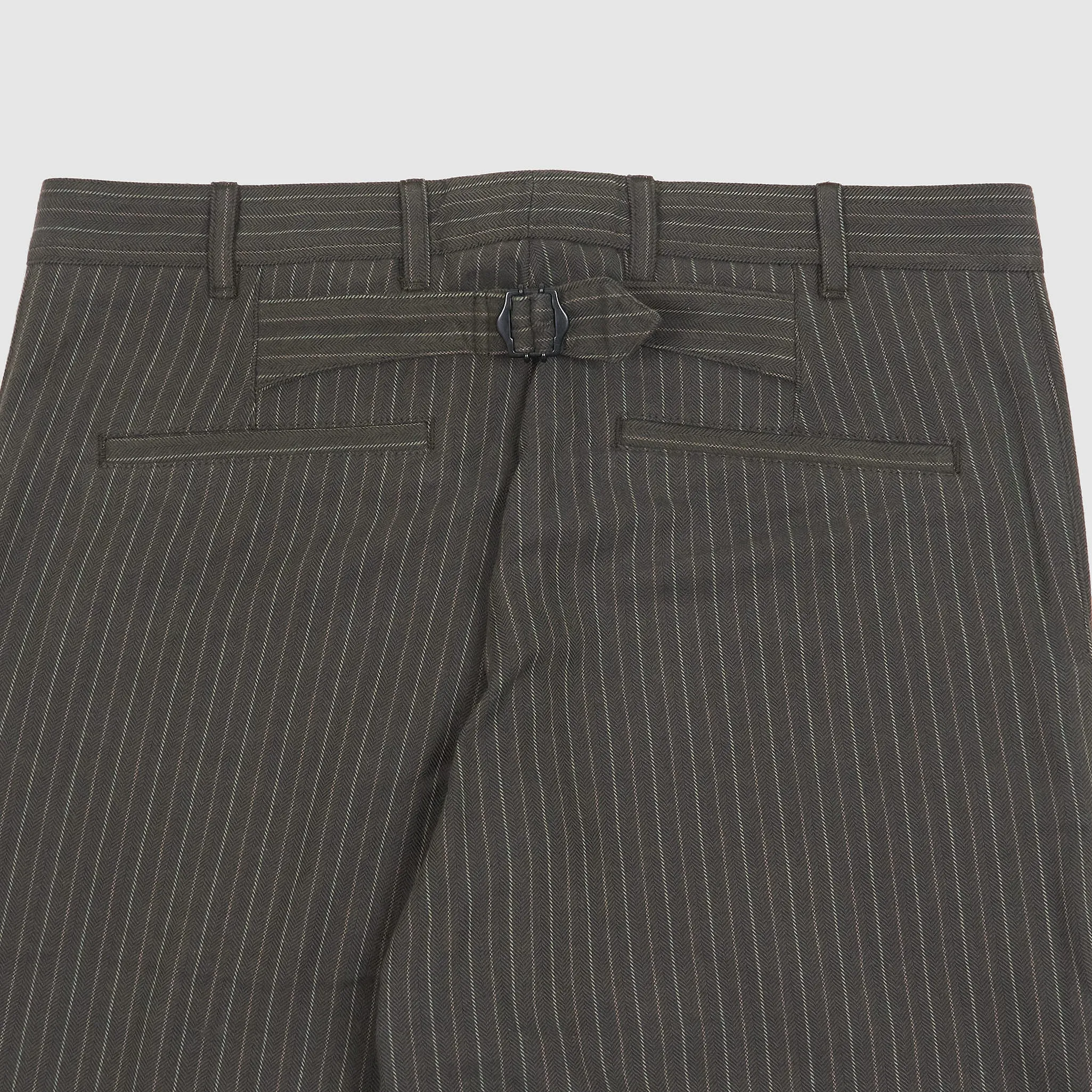 Hansen Loose Fitted Buckle Back Herringbone Pinstripe Cotton Chinos