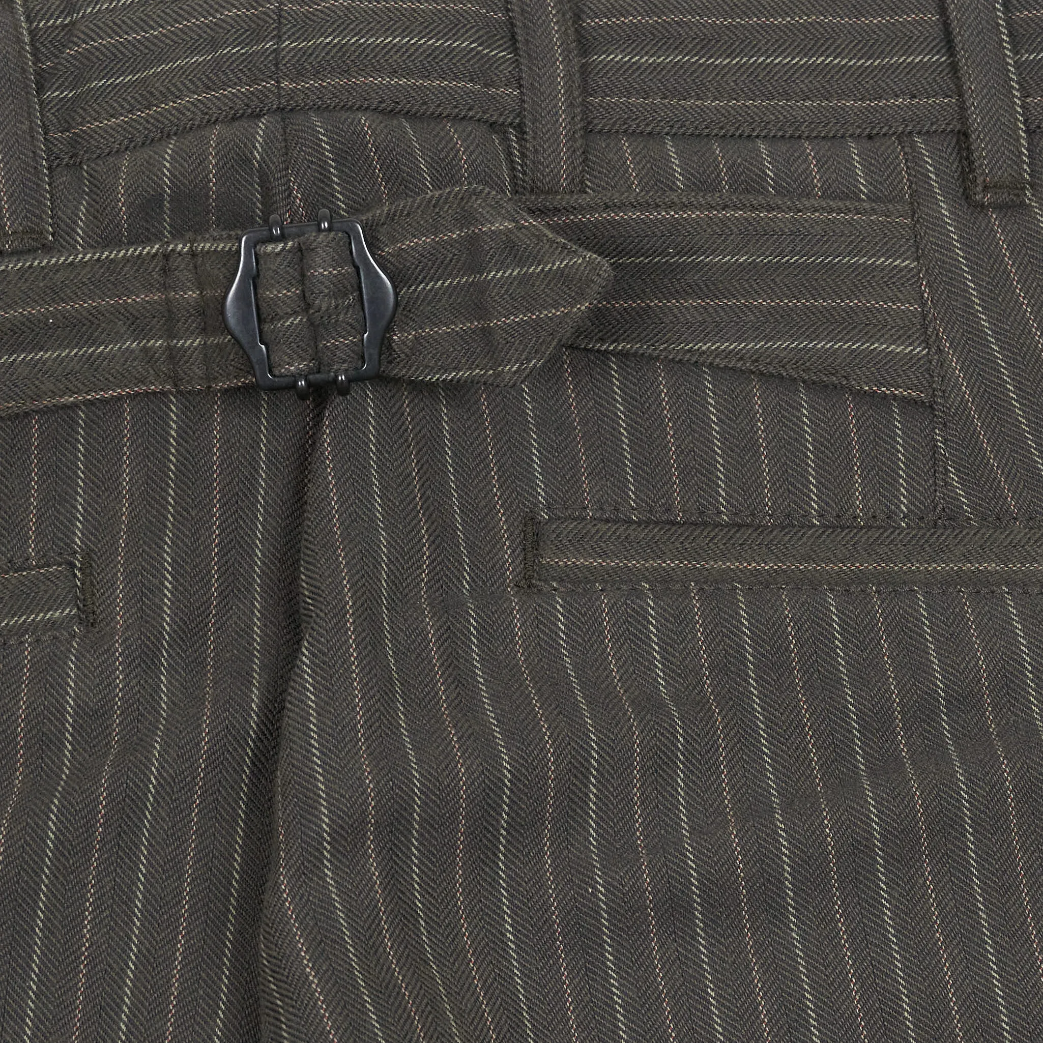Hansen Loose Fitted Buckle Back Herringbone Pinstripe Cotton Chinos