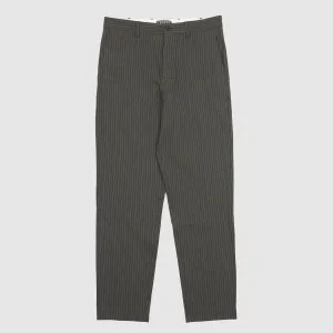 Hansen Loose Fitted Buckle Back Herringbone Pinstripe Cotton Chinos