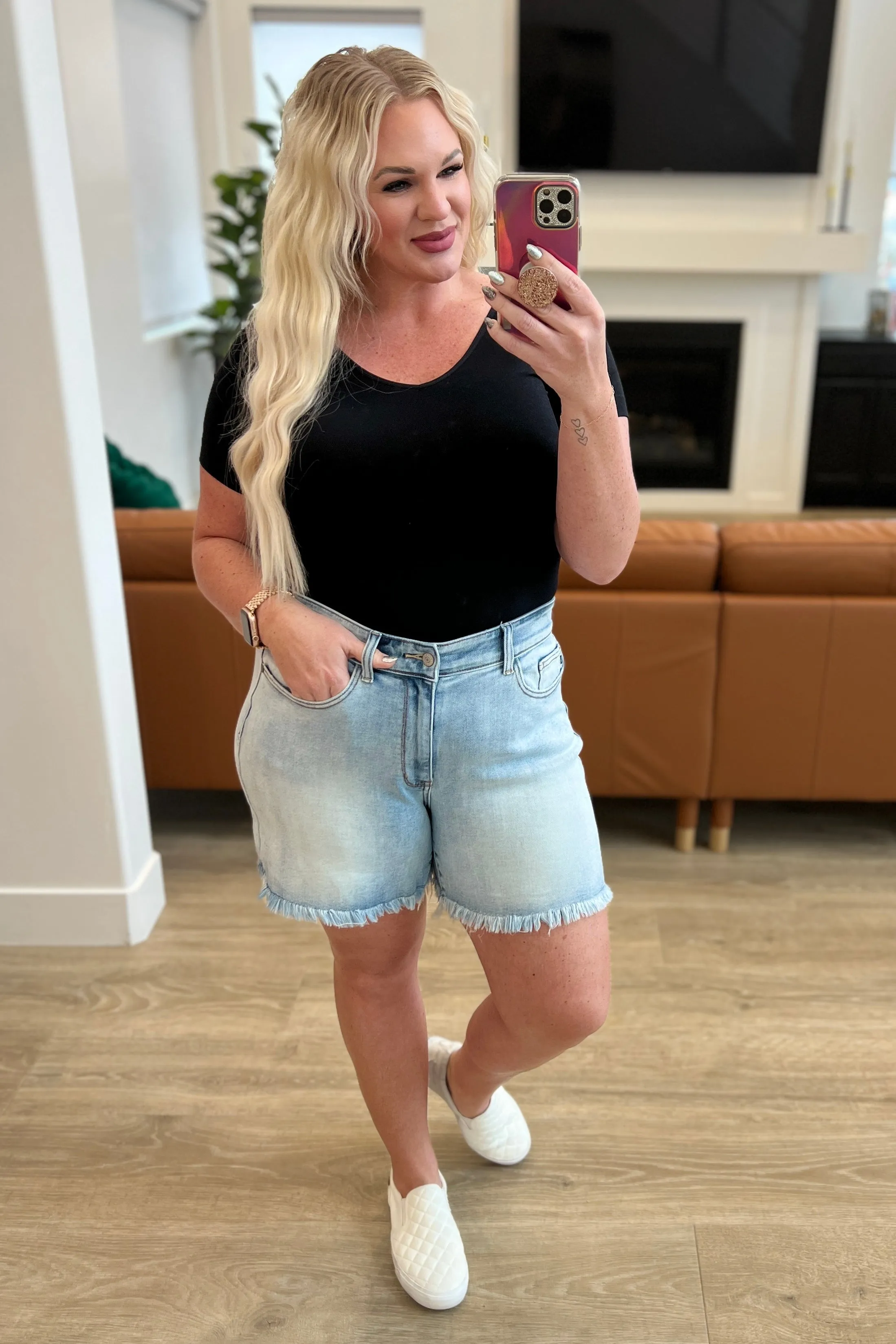Hazel Blues® |  Jenny High Rise Cutoff Dad Shorts (RETAIL)