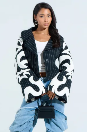 HEART ON FIRE EMBROIDERED BLAZER