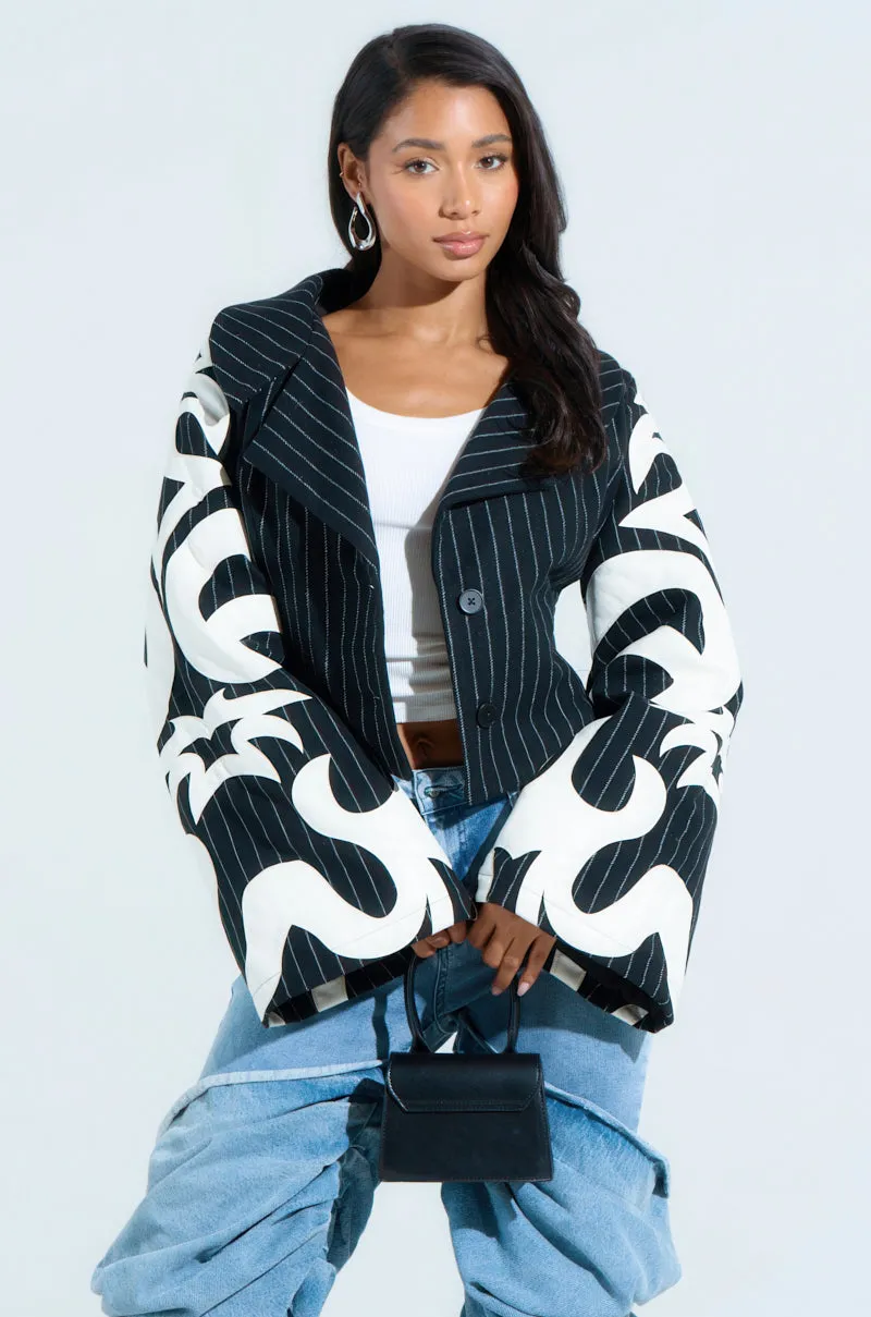 HEART ON FIRE EMBROIDERED BLAZER