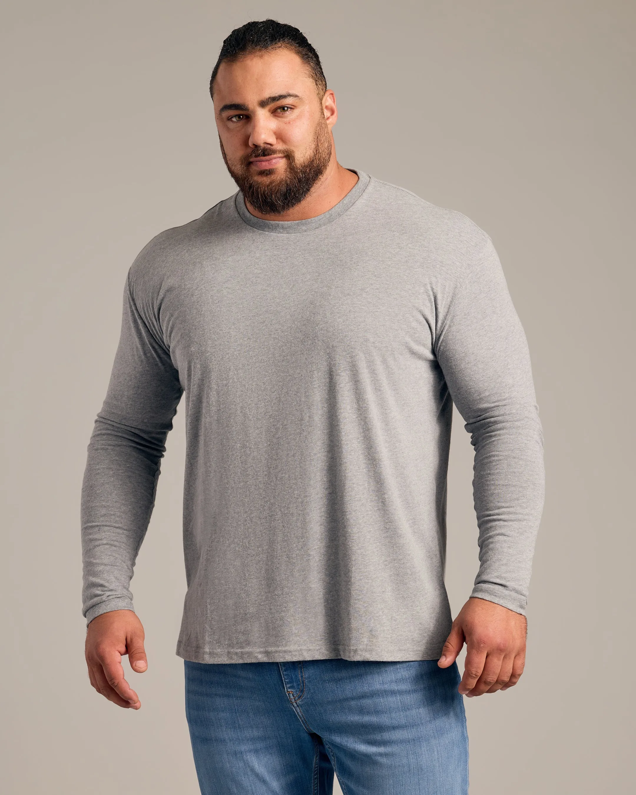 Heather Gray Long Sleeve Crew Neck Tee