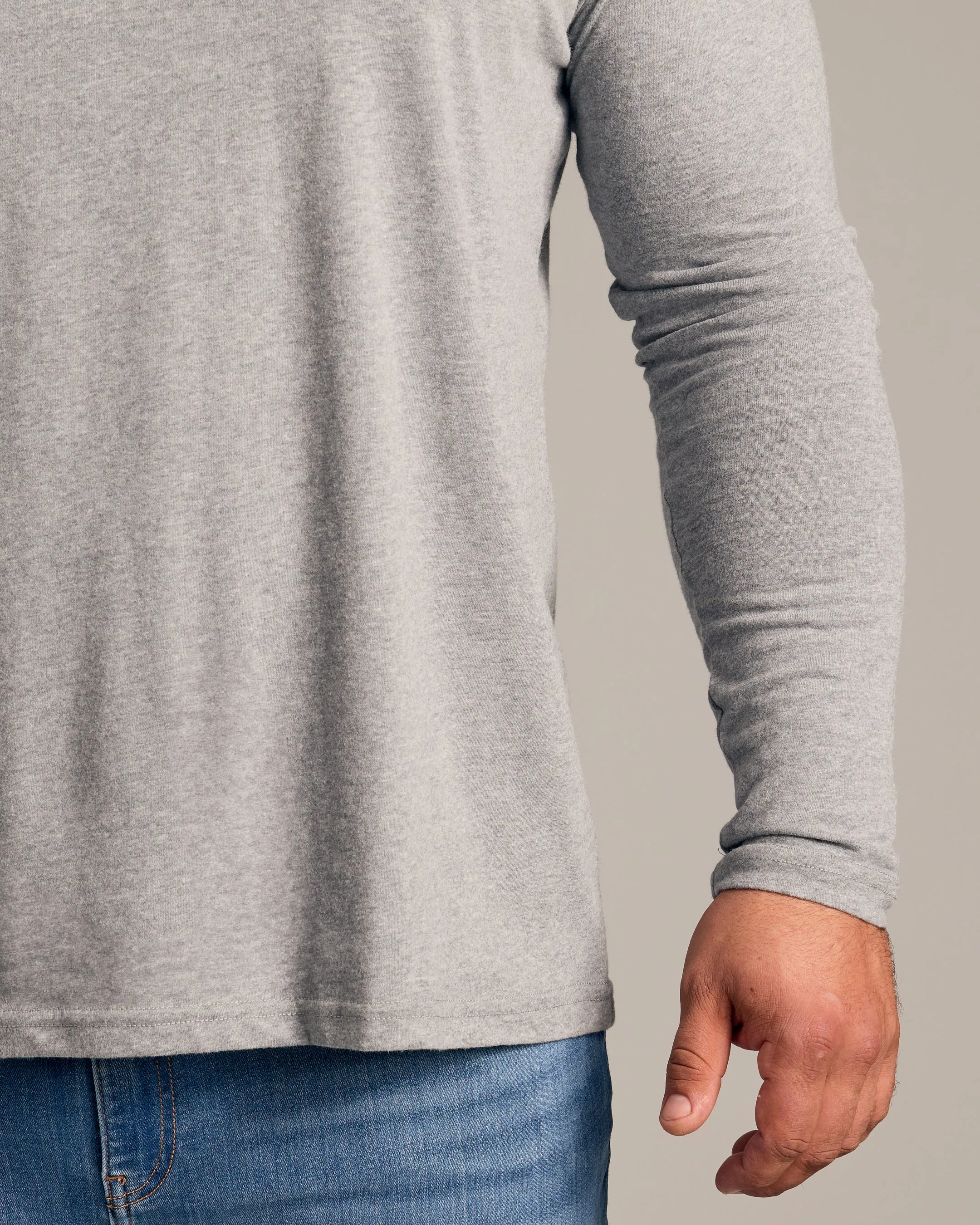 Heather Gray Long Sleeve Crew Neck Tee