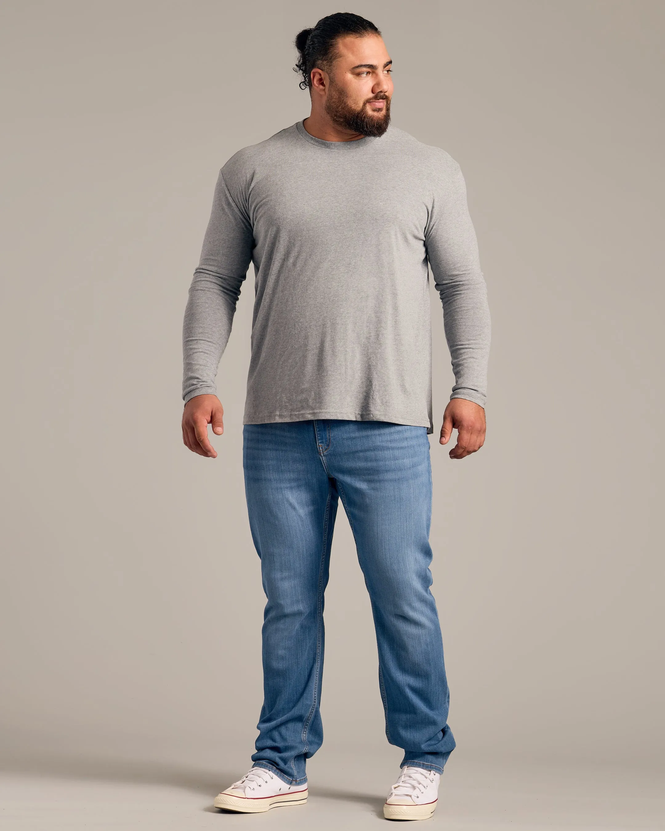 Heather Gray Long Sleeve Crew Neck Tee