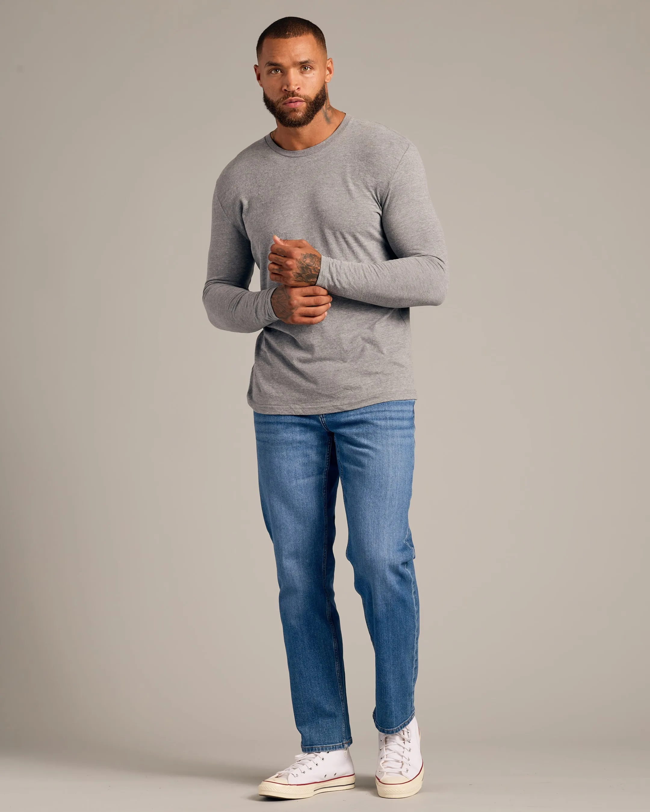 Heather Gray Long Sleeve Crew Neck Tee