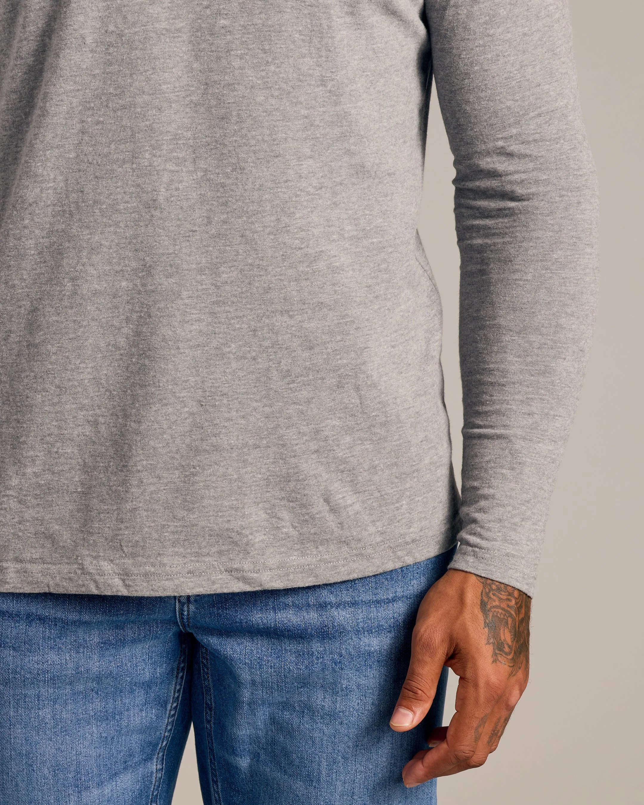 Heather Gray Long Sleeve Crew Neck Tee