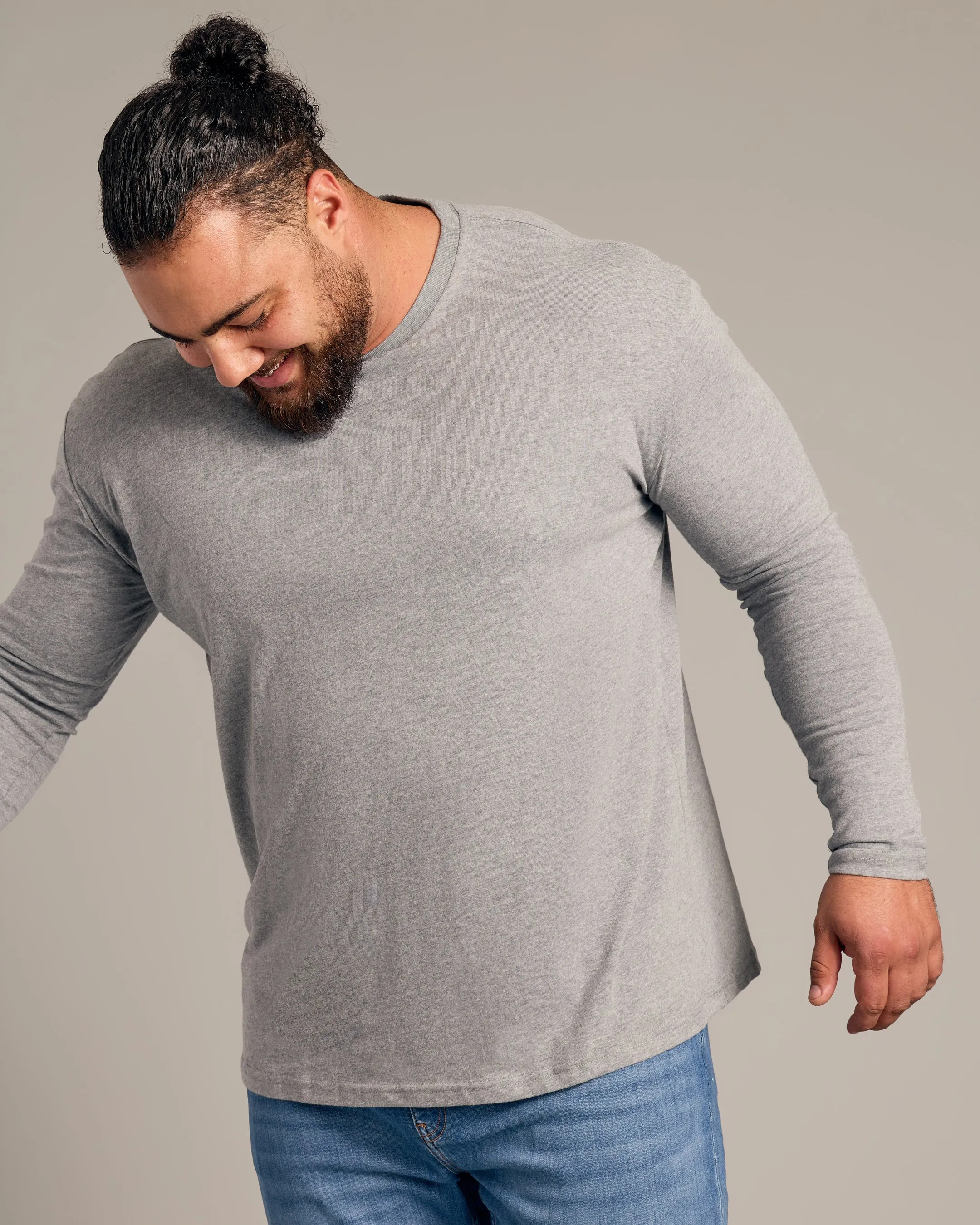 Heather Gray Long Sleeve Crew Neck Tee