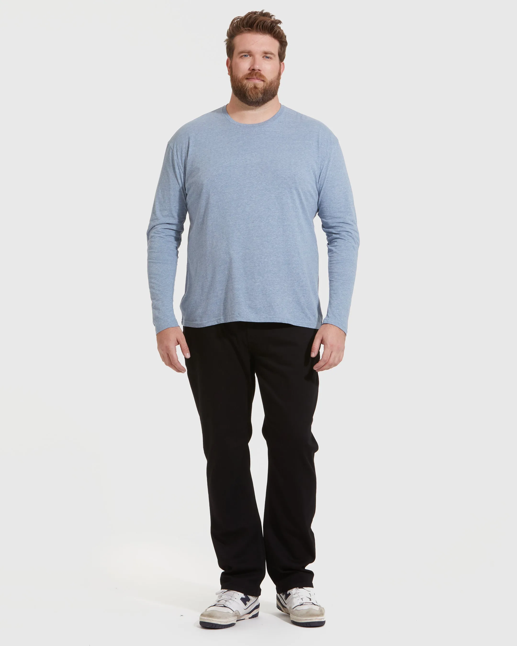 Heather Indigo Long Sleeve Crew Neck Tee