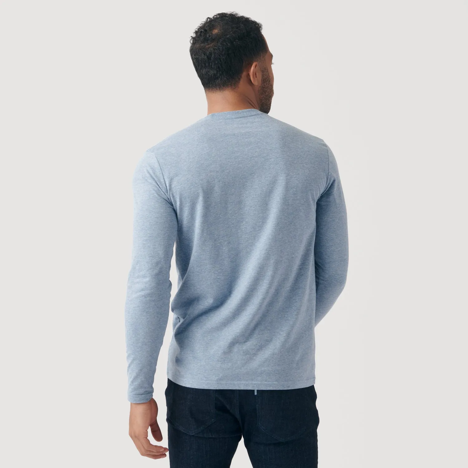 Heather Indigo Long Sleeve Crew Neck Tee