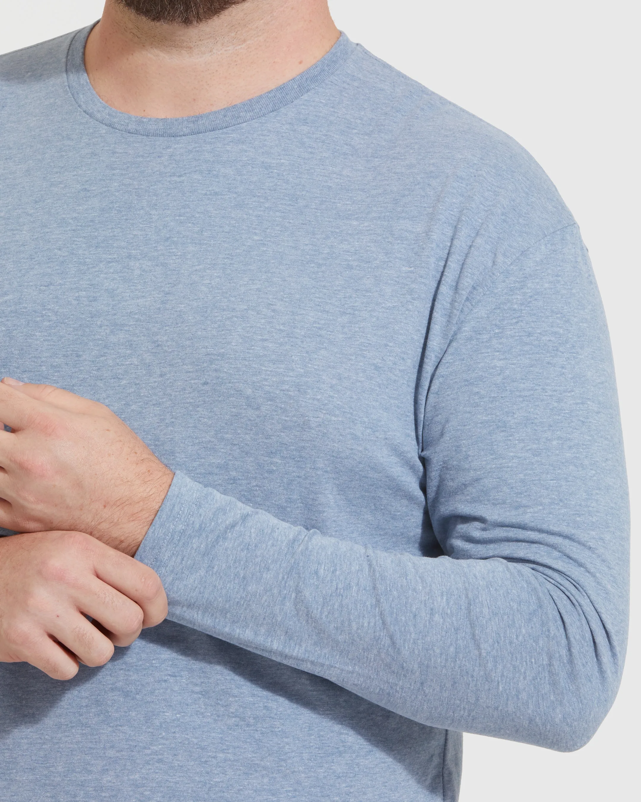 Heather Indigo Long Sleeve Crew Neck Tee