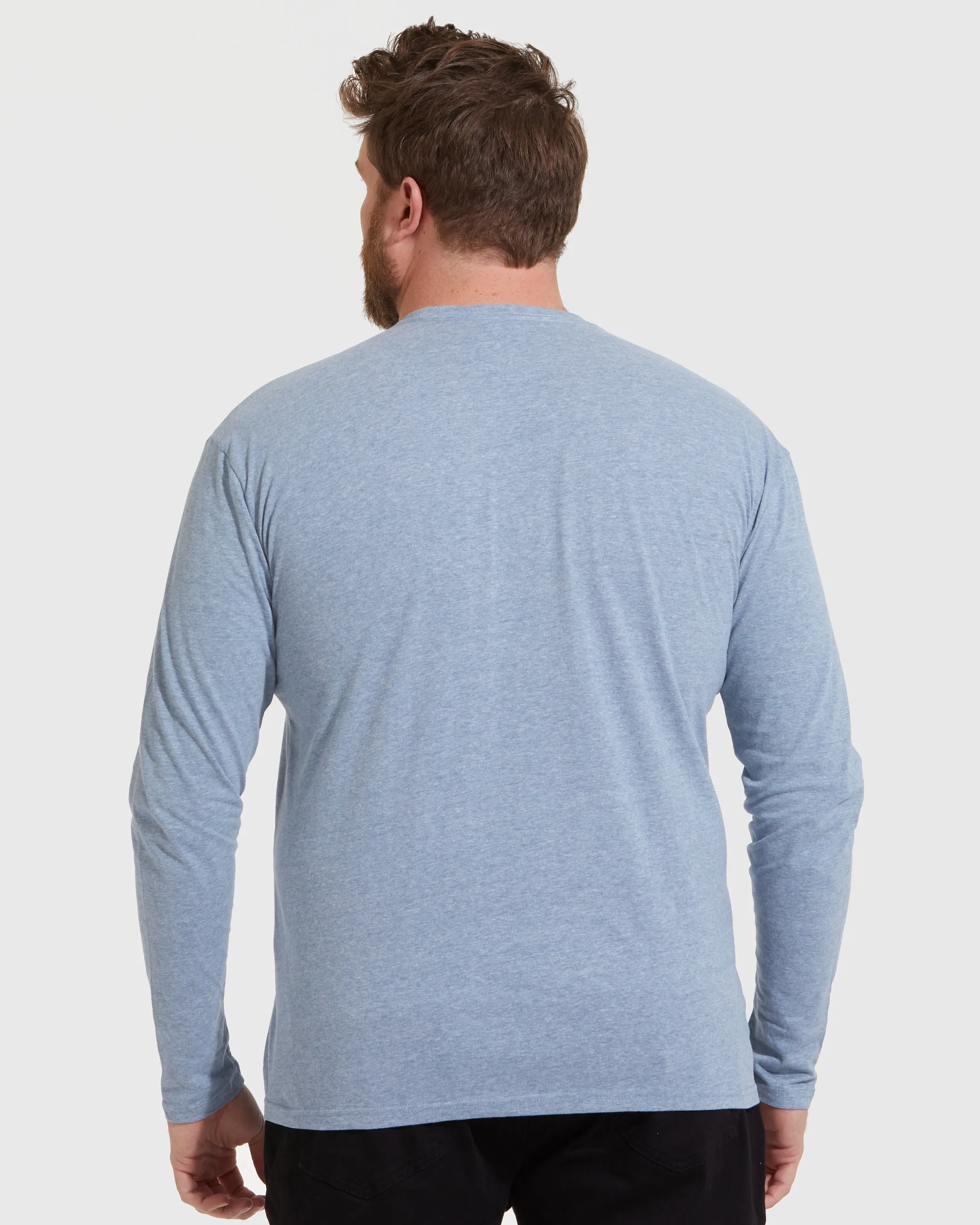 Heather Indigo Long Sleeve Crew Neck Tee