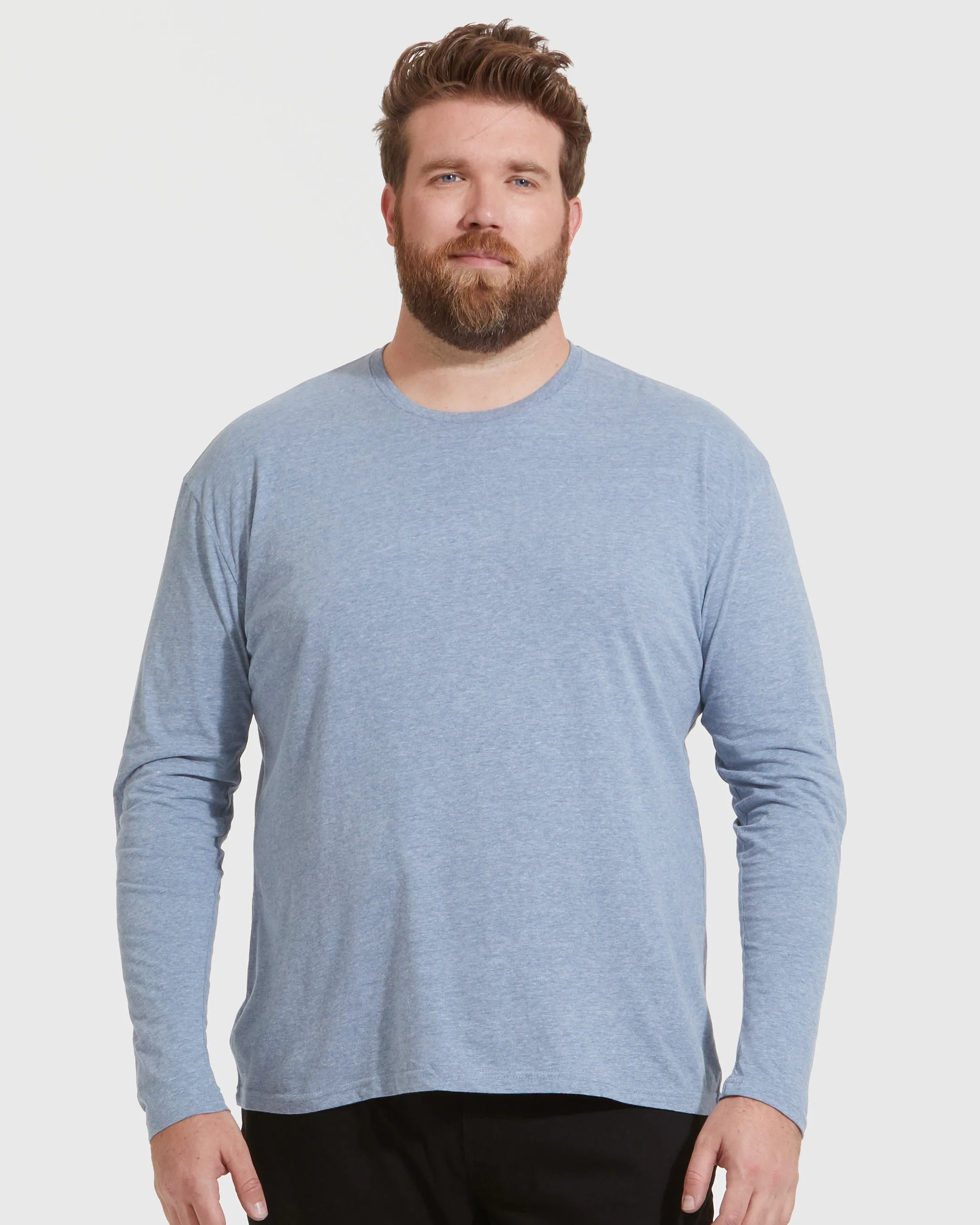 Heather Indigo Long Sleeve Crew Neck Tee